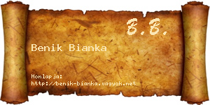 Benik Bianka névjegykártya